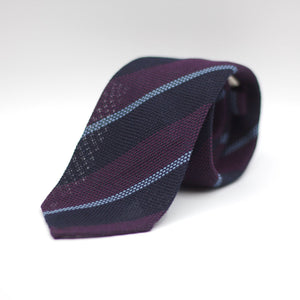 Cruciani & Bella - Silk Garza grossa Unlined - Blue, Plum and Light Blue Tie