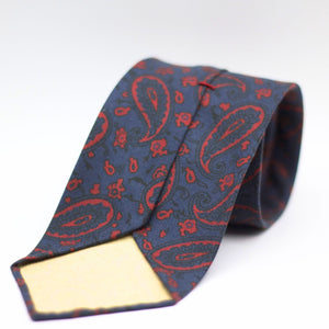 Cruciani & Bella 100% Printed Madder Silk  Italian fabric Unlined tie Blue, Red Paisley Motif Unlined Tie Handmade in Italy 8 cm x 150 cm