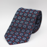 Cruciani & Bella 100% Silk Made in England Jacquard  Tipped Blue, Red and Light Blue  Motif Tie Handmade in Italy 8 cm x 150 cm