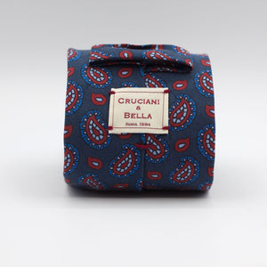 Cruciani & Bella - Printed Madder Silk  - Blue, Red and Light Blue Paisley Motif Unlined Tie 