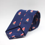 Cruciani & Bella 100% silk Tipped Blue, Santa Claus embroidery motif Tie Made in England 8 cm x 150 cm