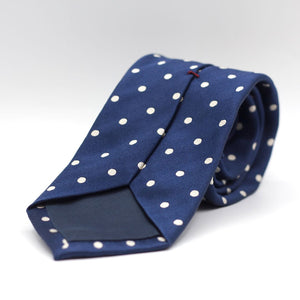 Cruciani & Bella 100% Silk  Jacquard  Tipped Blue , White Polka Dots Tie Handmade in Italy 8 cm x 150 cm