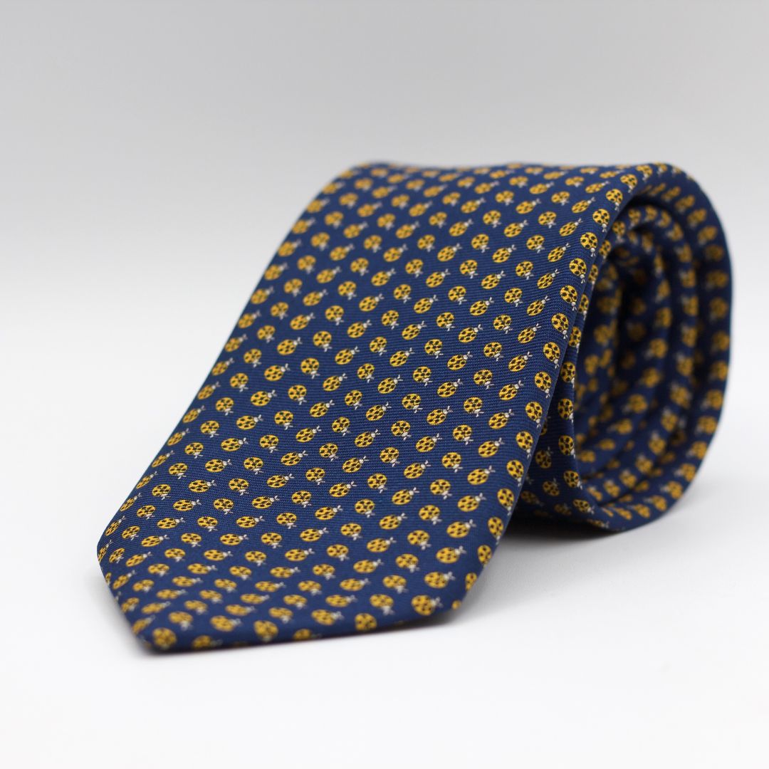 Holliday & Brown - Printed Silk - Blue, Yellow Ladybug