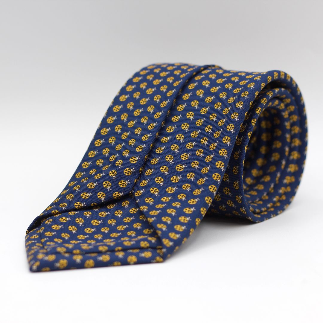 Holliday & Brown - Printed Silk - Blue, Yellow Ladybug