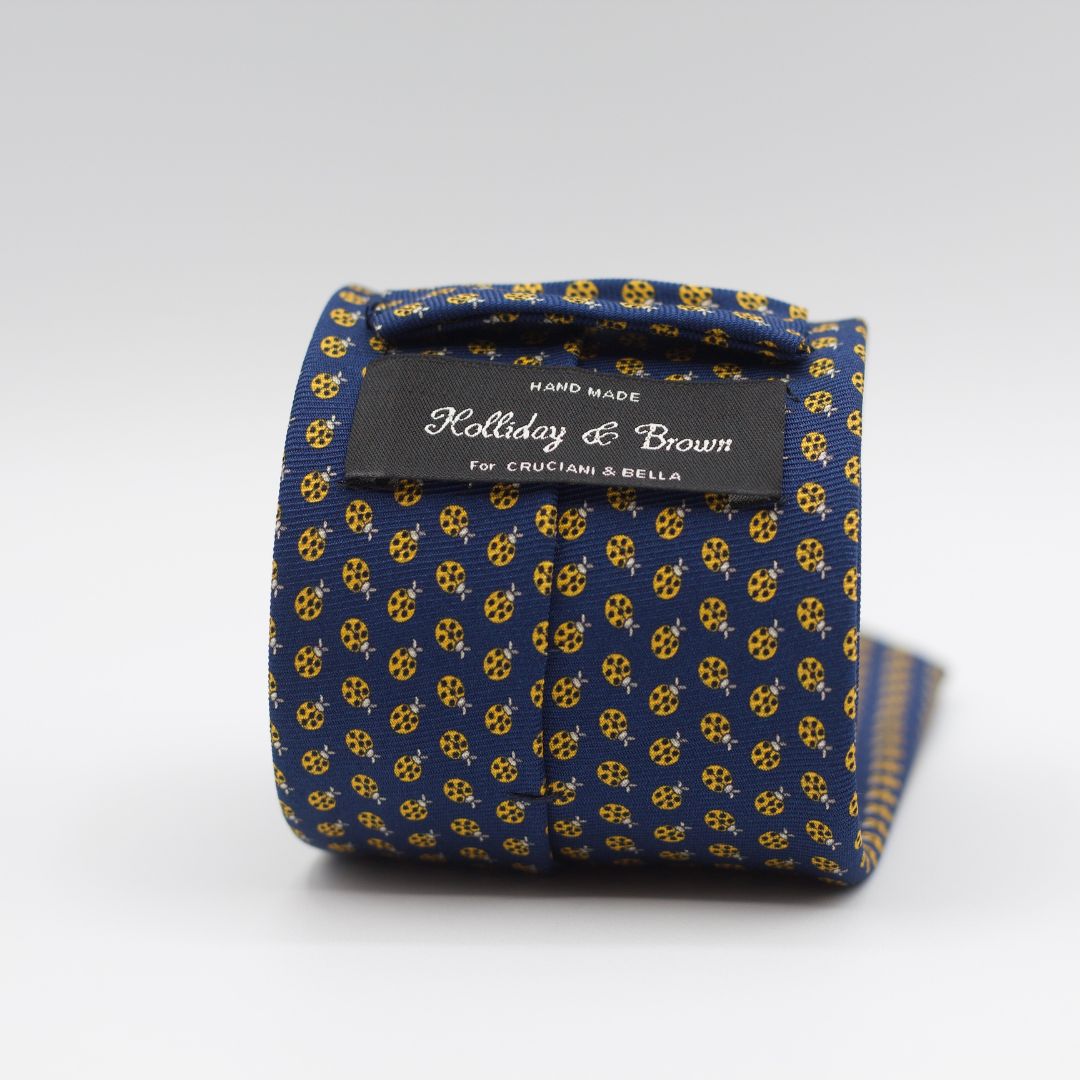 Holliday & Brown - Printed Silk - Blue, Yellow Ladybug