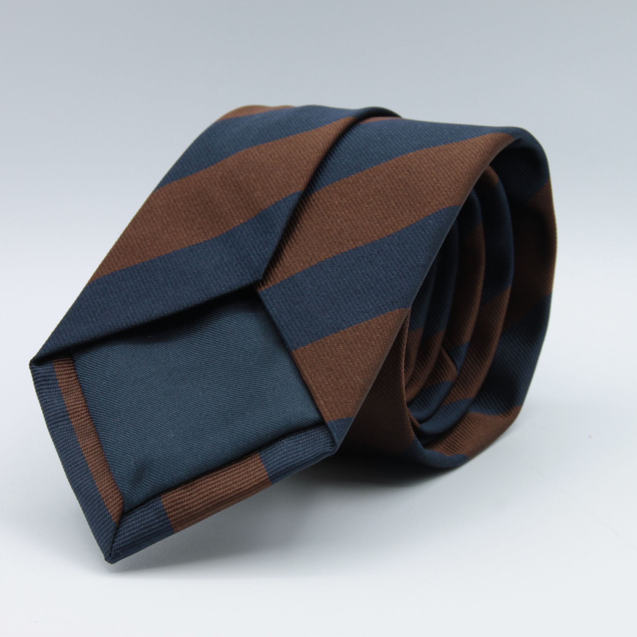 Holliday & Brown for Cruciani & Bella 100% Silk Jacquard  Tipped Blue and Brown striped tie Handmade in Italy 8 cm x 148 cm #5110