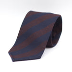 Cruciani & Bella 100% Wool Flannel Unlined Hand rolled blades Blue and Burgundy Striped Tie Handmade in Italy 8 cm x 150 cm