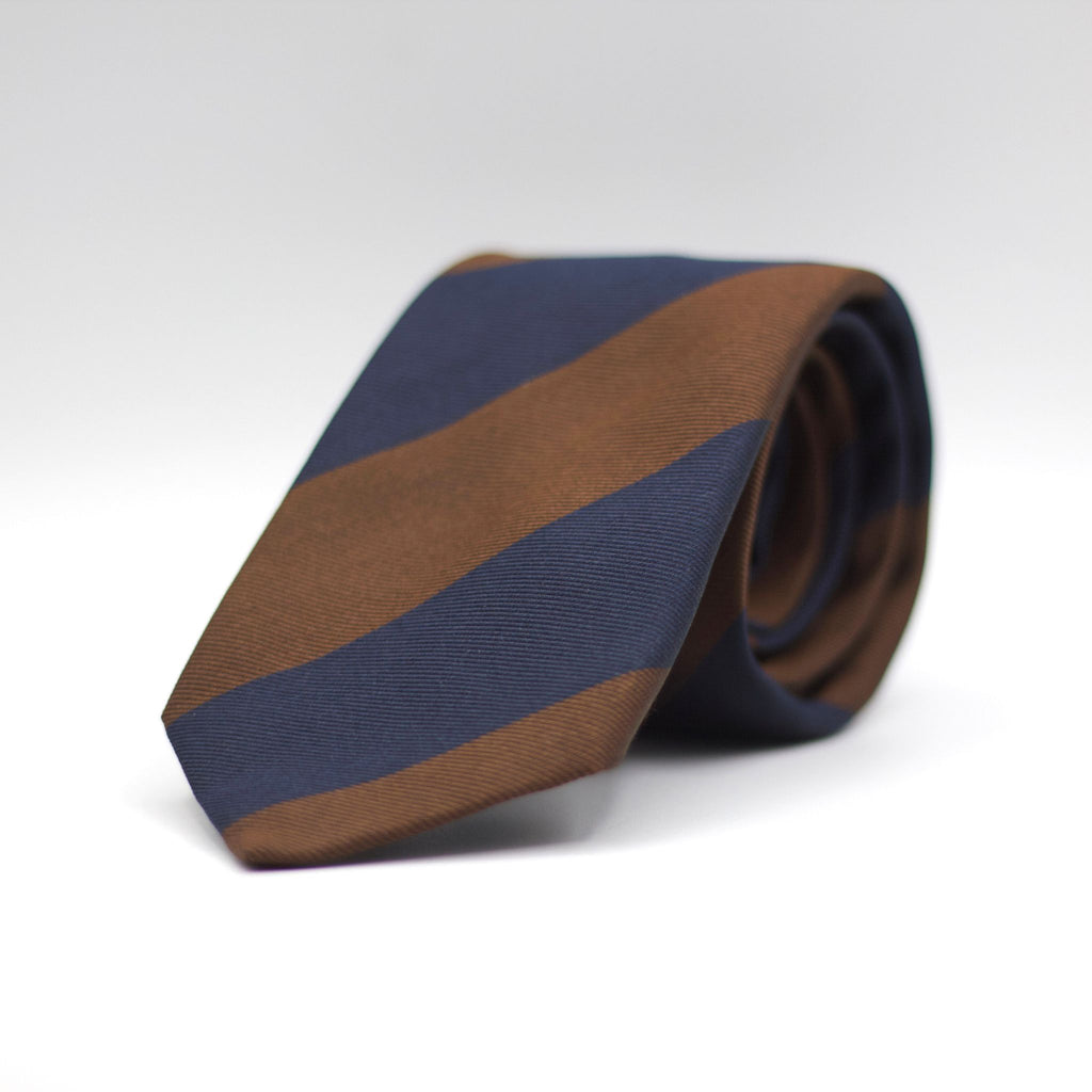 Cruciani &amp; Bella 100% Woven Jacquard Silk Tipped Brown and Burgundy block stripes Tie Handmade in Italy 8 x 150 cm