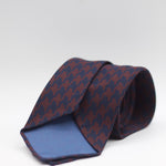 Holliday & Brown for Cruciani & Bella 100% printed Silk Unlined Seven Fold Blue and Burgundy houndstooth motif tie Handmade in Italy 8 cm x 150 cm
