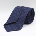 Cruciani & Bella 100% Wool Flannel Unlined Hand rolled blades Blue and Grey Striped Tie Handmade in Italy 8 cm x 150 cm