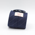 Cruciani & Bella 100% Wool Flannel Unlined Hand rolled blades Blue and Grey Striped Tie Handmade in Italy 8 cm x 150 cm