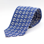 Cruciani & Bella 100% Printed Madder Linen and Silk  Italian fabric Unlined tie Blue and White Motif Unlined Tie Handmade in Italy 8 cm x 150 cm