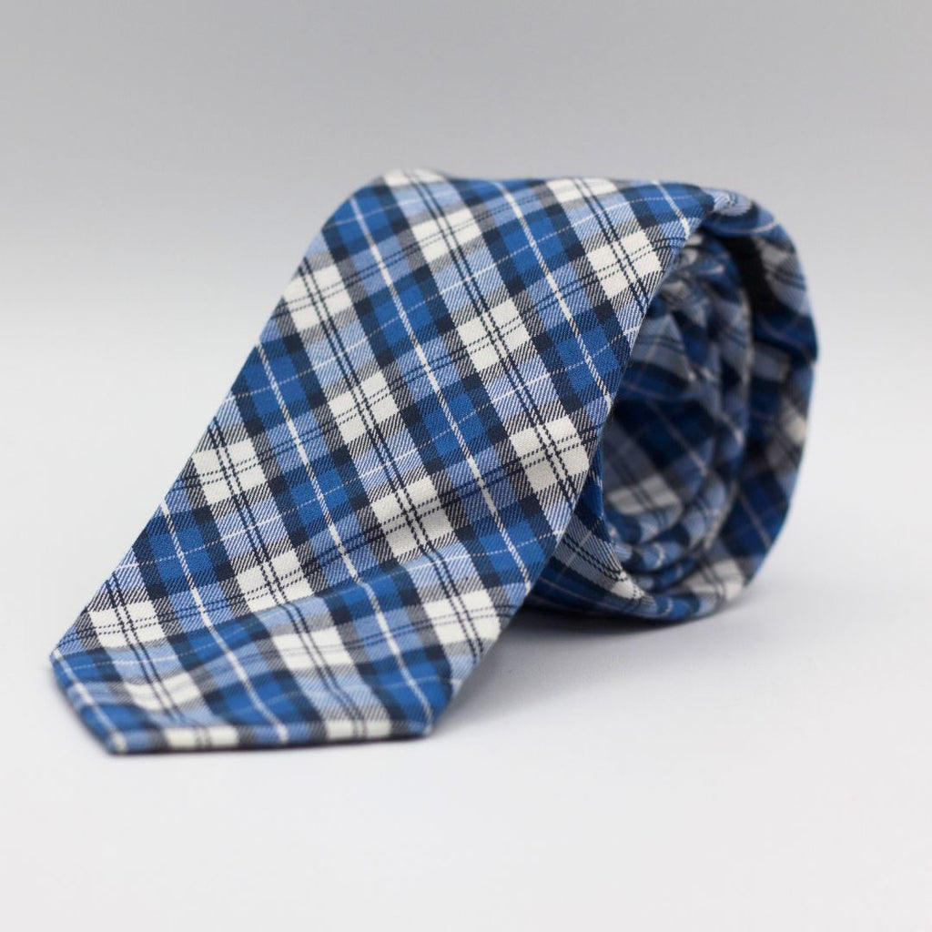 Holliday & Brown - 100% Cotton - Blue and White Tartan Tie #5496