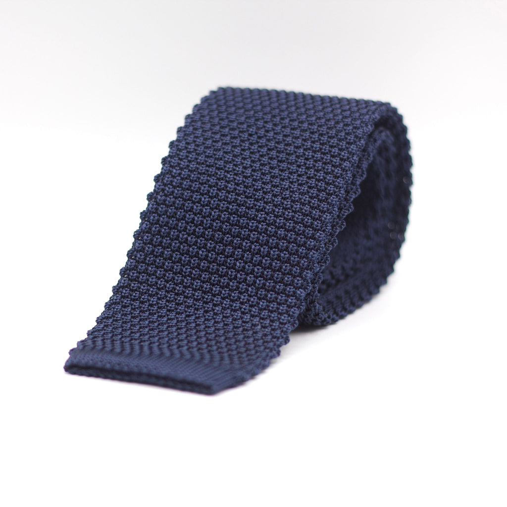 Cruciani & Bella 100% Knitted Silk Blue knitted tie Plain Tie Handmade in Italy 6 cm x 145 cm