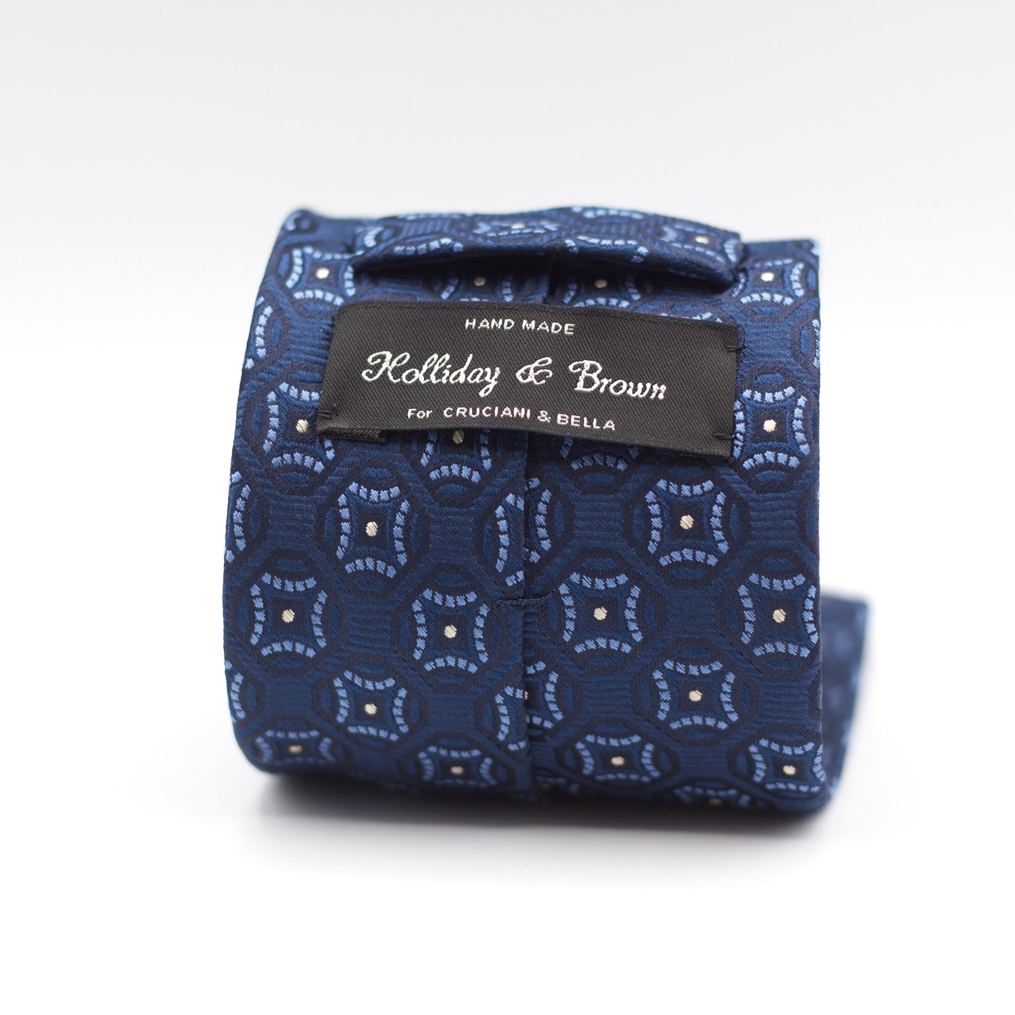 Blue with Light Blue, Blue Navy and White motif tie