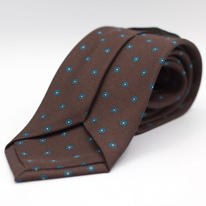Holliday & Brown for Cruciani & Bella 100% printed Silk Self Tipped Brown, Blue Floral motif tie Handmade in Italy 8 cm x 150 cm