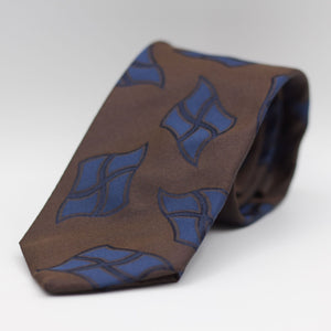 Cruciani & Bella - Woven Jacquard Silk - Brown, Blue Motifs Tie #5902