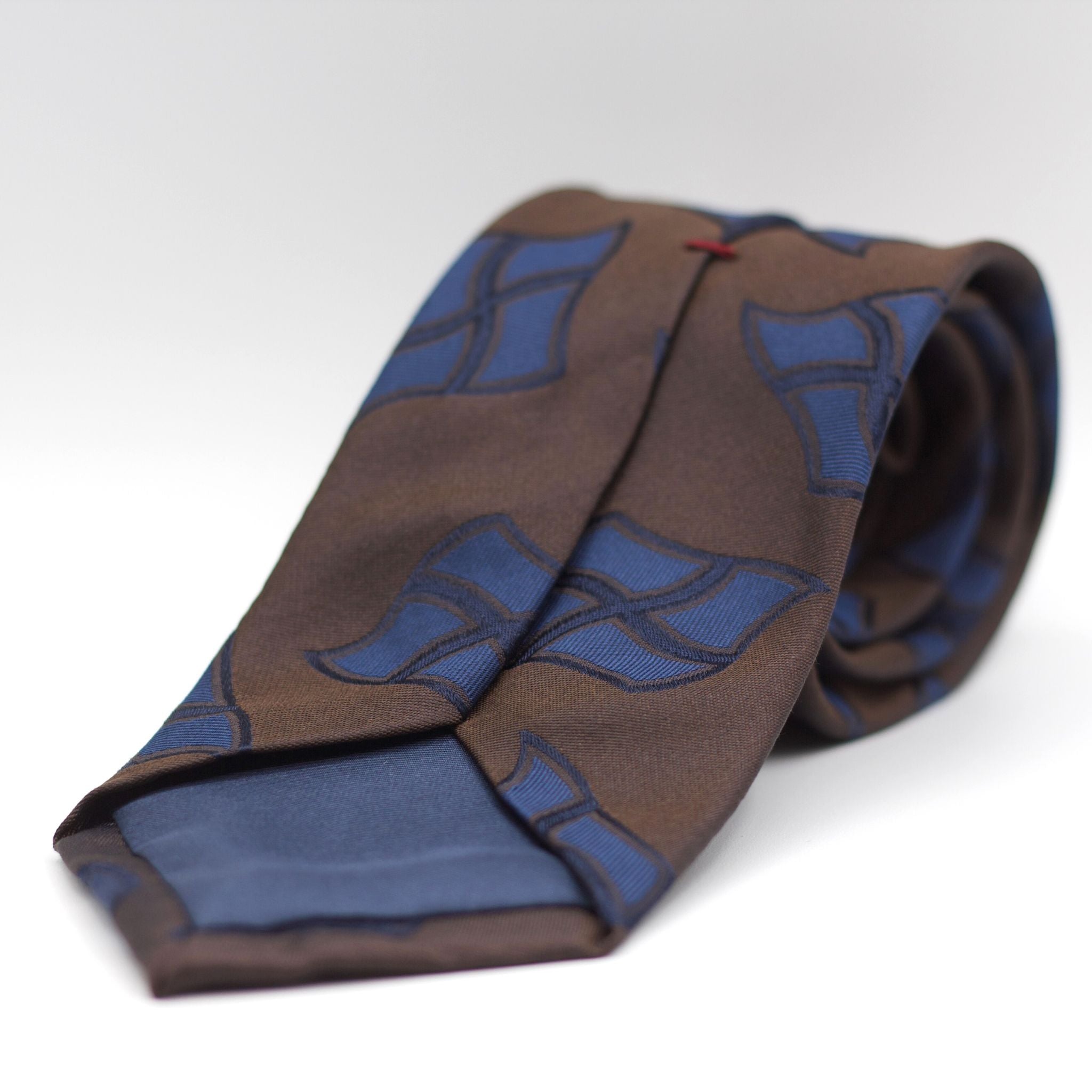 Cruciani & Bella - Woven Jacquard Silk - Brown, Blue Motifs Tie #5902
