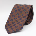 Cruciani & Bella 100% Woven Jacquard Silk Unlined Brown, Blue, Light Blue and Green Unlined Tie Handmade in England 8 x 153 cm