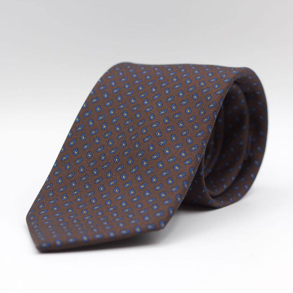 Holliday & Brown - Printed Silk - Brown, Blue and Yellow Tie