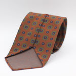 Cruciani & Bella 100% Printed Madder Silk  Italian fabric Unlined tie Brown, Green, Blue and Red Unlined Tie Handmade in Italy 8 cm x 150 cm