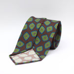 Cruciani & Bella 100%  Printed Wool  Unlined Hand rolled blades Brown, Green, Blue and light beige Motif Tie Handmade in Italy 8 cm x 150 cm