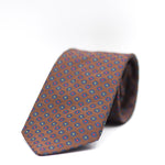 Cruciani & Bella 100% Silk Made in England Jacquard  Tipped Brown, Green, Red and Blue Motif Tie Handmade in Italy 8 cm x 150 cm