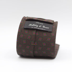 Holliday & Brown - Printed Silk - Brown, Green, Red and Blue Tie