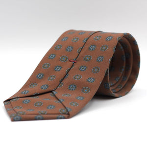 Cruciani & Bella - Printed Madder Silk  - Brown, Green and Light Blue Tie