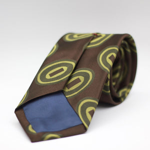Cruciani & Bella 100% Silk Jacquard  Tipped Brown, Green and Lime Green motif tie Handmade in Italy 8 cm x 150 cm