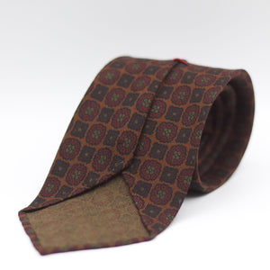 Cruciani & Bella - Printed Wool - Brown, Green and Red Motifs Tie #8209