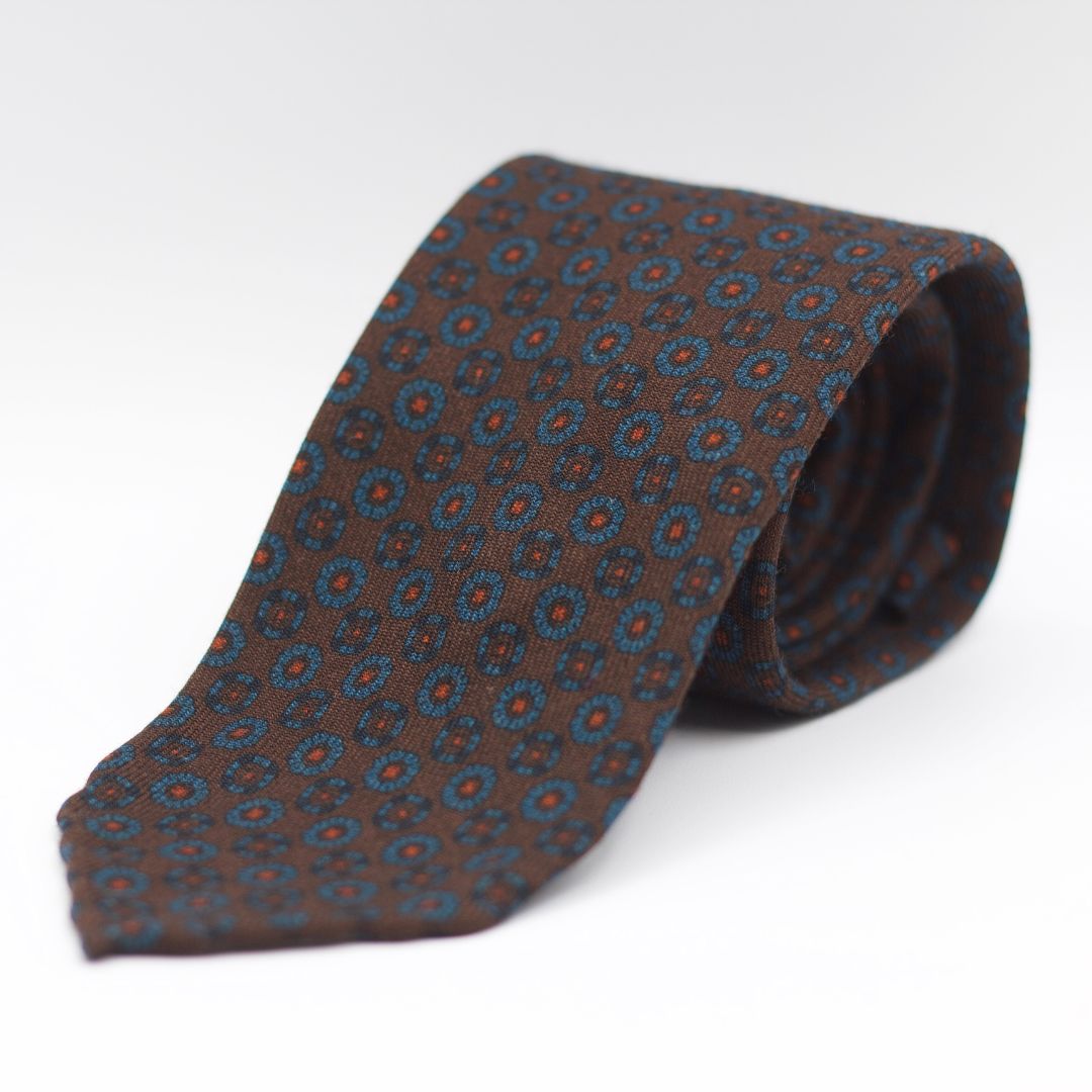 Brown, Light Blue and Orange Motifs Tie&nbsp;