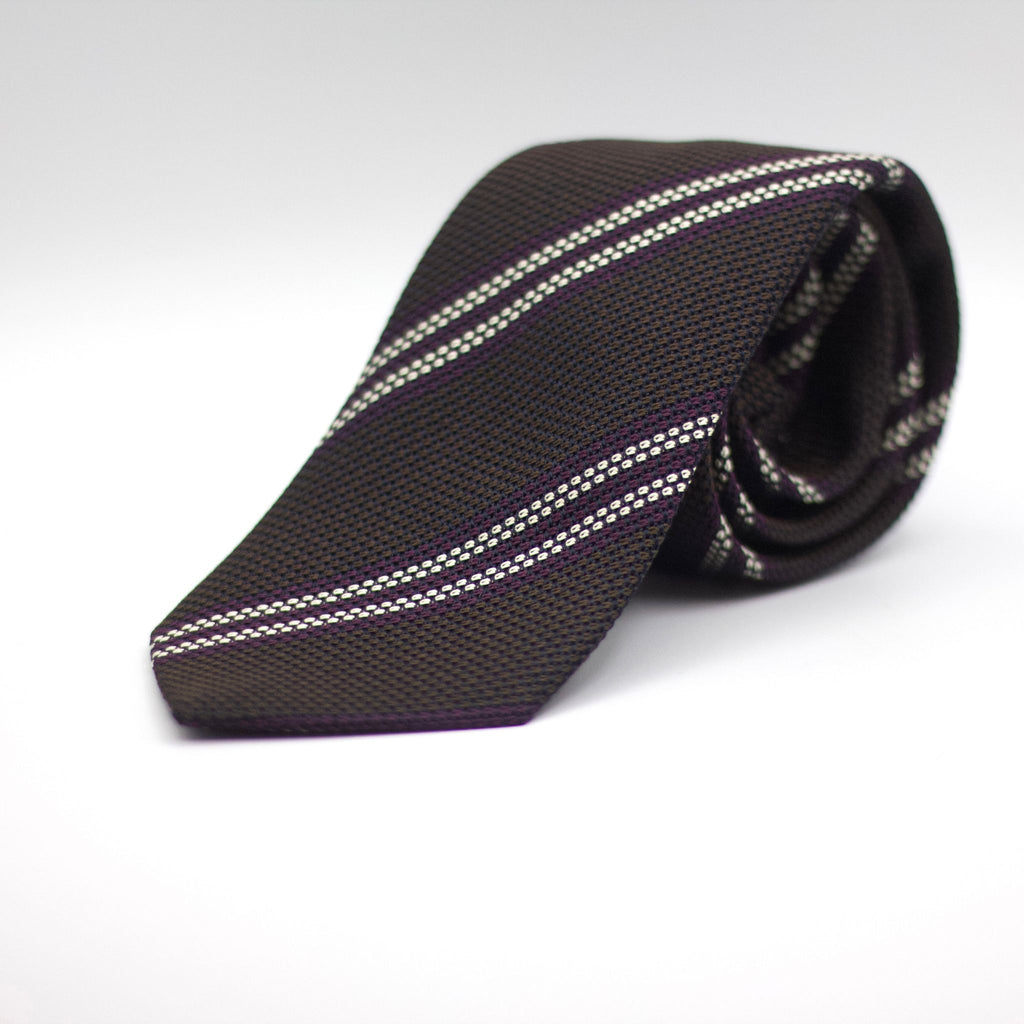 Brown, White and Purple Stripes Tie