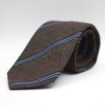 Holliday & Brown - Woven Jacquard Silk/Wool - Brown herringbone, blue stripes tie