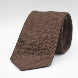 Cruciani & Bella 100% Silk Grenadine Garza Grossa Woven in Italy Tipped Brown plain tie Handmade in Italy 8 cm x 150 cm