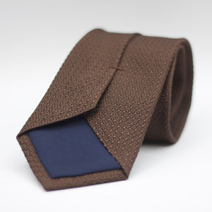 Cruciani & Bella 100% Silk Grenadine Garza Grossa Woven in Italy Tipped Brown plain tie Handmade in Italy 8 cm x 150 cm