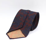 Cruciani & Bella 100%  Printed Wool  Unlined Hand rolled blades Burgundy, Blue, Orange and Green Paisley Motifs Tie Handmade in Italy 8 cm x 150 cm