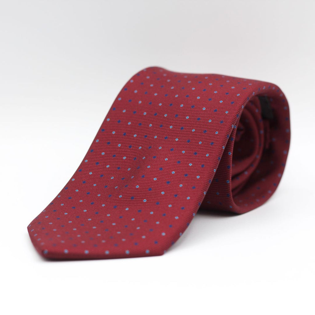 Holliday & Brown - Printed Silk - Burgundy, Blue and Light Blue dots tie