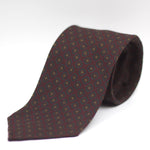 Cruciani & Bella 100%  Printed Wool  Unlined Hand rolled blades Burgundy, Brown and Green Motifs Tie Handmade in Italy 8 cm x 150 cm