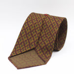 Cruciani & Bella 100%  Printed Wool  Unlined Hand rolled blades Burgundy, Mustard and Green Motifs Tie Handmade in Italy 8 cm x 150 cm