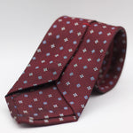 Cruciani & Bella 100% Woven Jacquard Silk UK fabric Self-Tipped Burgundy, White and Light Blue Unlined Tie Handmade in Italy 8 x 150 cm