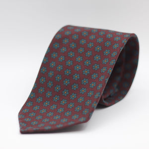 Cruciani & Bella 100% Printed Madder Silk  Italian fabric Unlined tie  Burgundy, Yellow and Green Motif Unlined Tie Handmade in Italy 8 cm x 150 cm