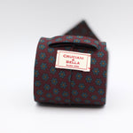 Cruciani & Bella 100% Printed Madder Silk  Italian fabric Unlined tie  Burgundy, Yellow and Green Motif Unlined Tie Handmade in Italy 8 cm x 150 cm