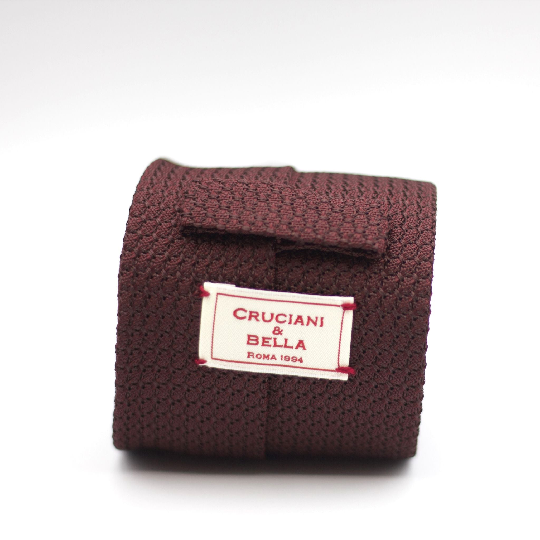 Cruciani & Bella 100% Silk Grenadine Garza Grossa Woven in Italy Tipped Burgundy plain tie Handmade in Italy 8 cm x 150 cm
