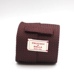 Cruciani & Bella 100% Silk Grenadine Garza Grossa Woven in Italy Tipped Burgundy plain tie Handmade in Italy 8 cm x 150 cm