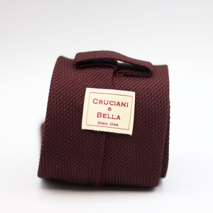 Cruciani & Bella 100% Silk Grenadine garza fina  Unlined Hand rolled blades Burgundy plain tie Handmade in Italy 8 cm x 150 cm