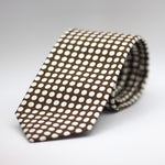 Drake's only for Cruciani & Bella 100% Silk Churchil's  spot brown and white tie Jacquard  Handmade in London. England 8 cm x 147 cm