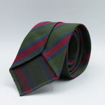 Cruciani & Bella 100% Silk Slim Shape Jacquard  Unlined Regimental "City of London" Green, Blue and Red stripes tie Handmade in Italy 8 cm x 150 cm #7706
