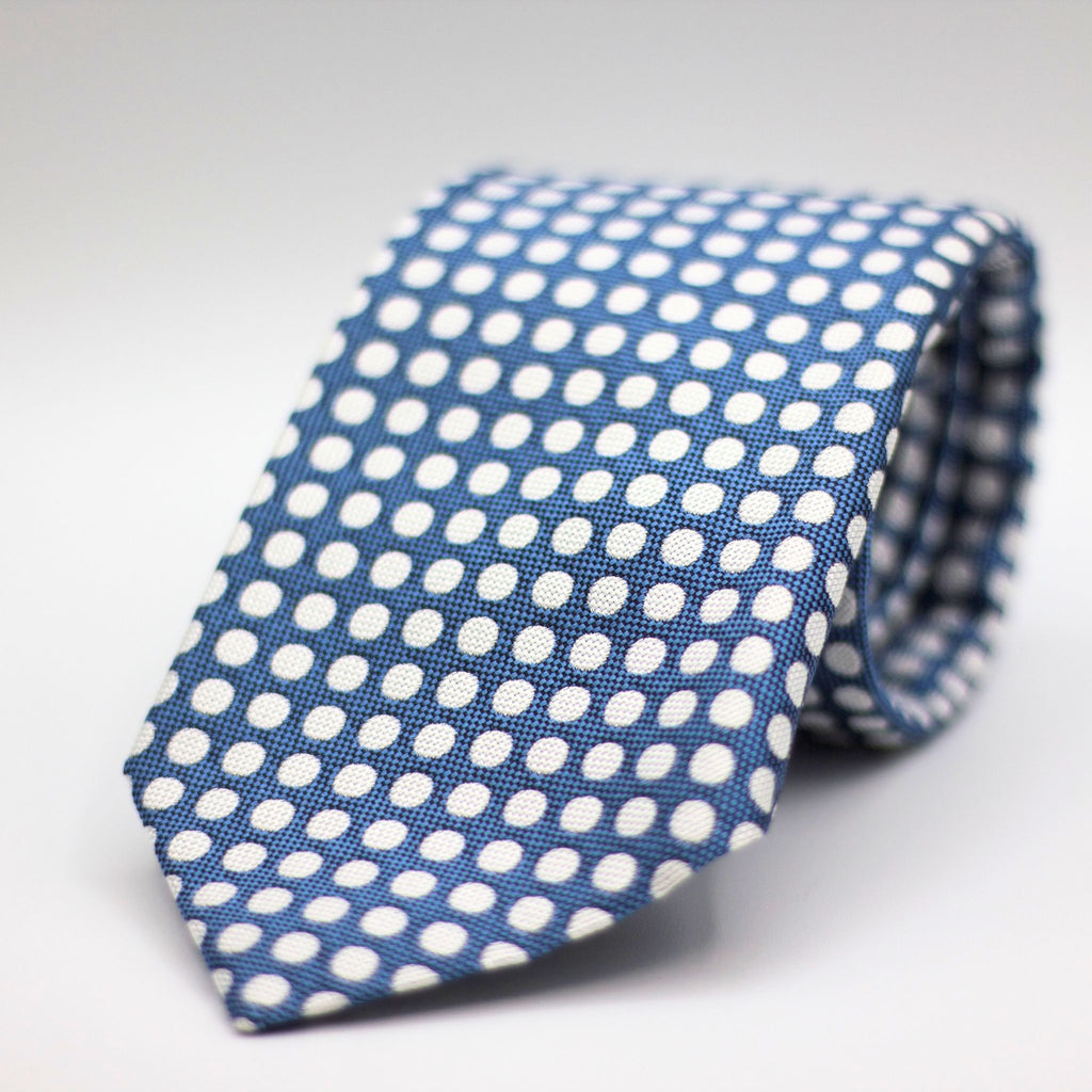 Cruciani & Bella 100% silk Tipped 3-Folds High Cobalt Blue "Winston's Spot" tie Handmade in Como, Italy 8 cm x 150 cm