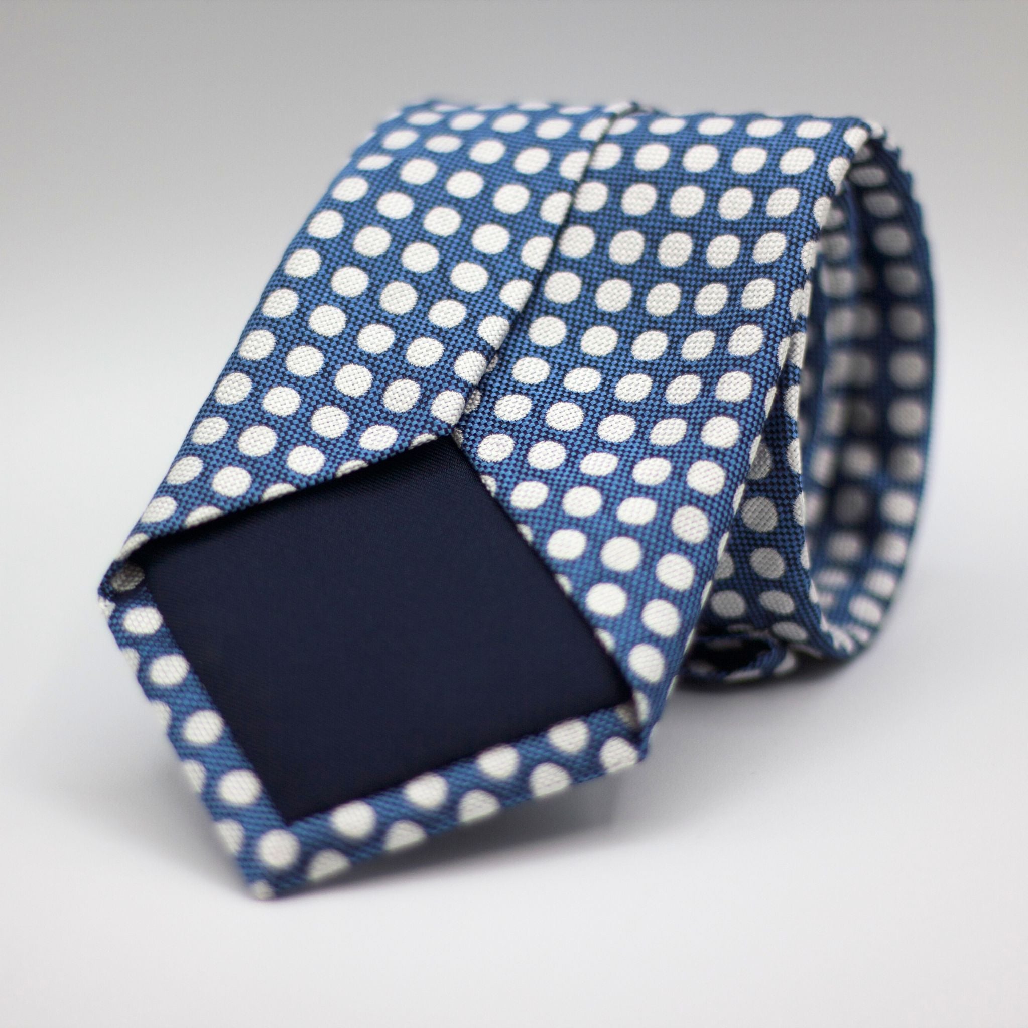Cruciani & Bella 100% silk Tipped 3-Folds High Cobalt Blue "Winston's Spot" tie Handmade in Como, Italy 8 cm x 150 cm